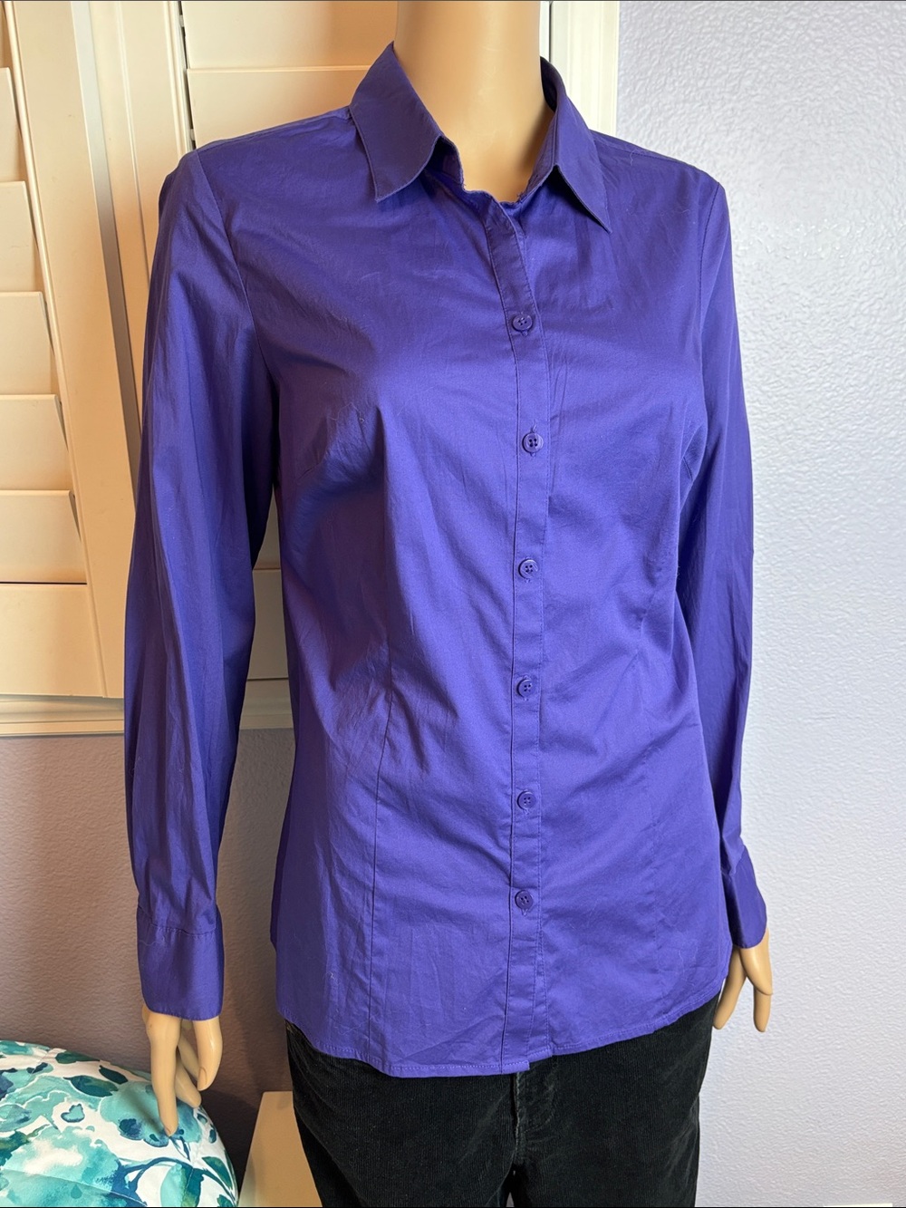 croft & barrow Purple Button-Down Shirt - Tailored Collared Top